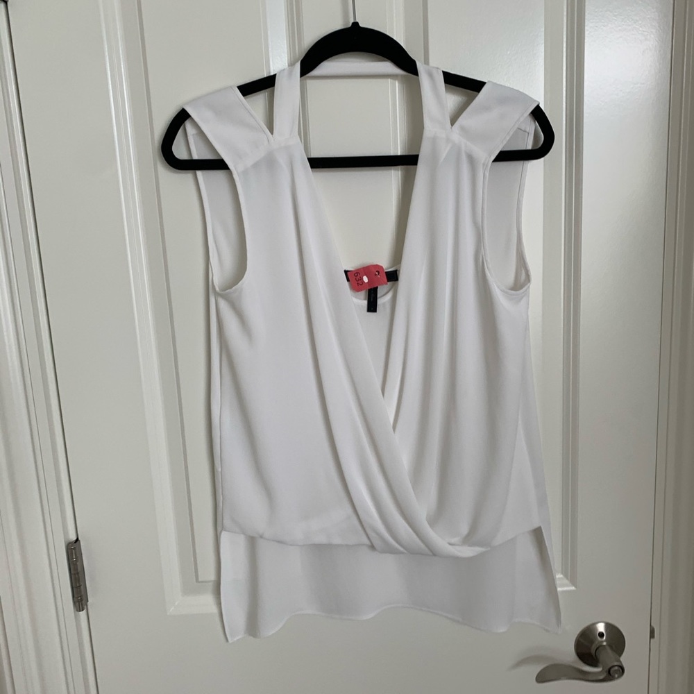 BCBG White Silk Sleeveless Blouse, size small